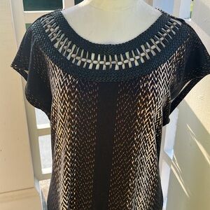 Blu Sage Dress with Fabulous Braided Faux Leather & Metal Collar